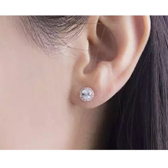 18K Rose Gold Plated Swarovski Crystals Earrings - Picture 7 of 7